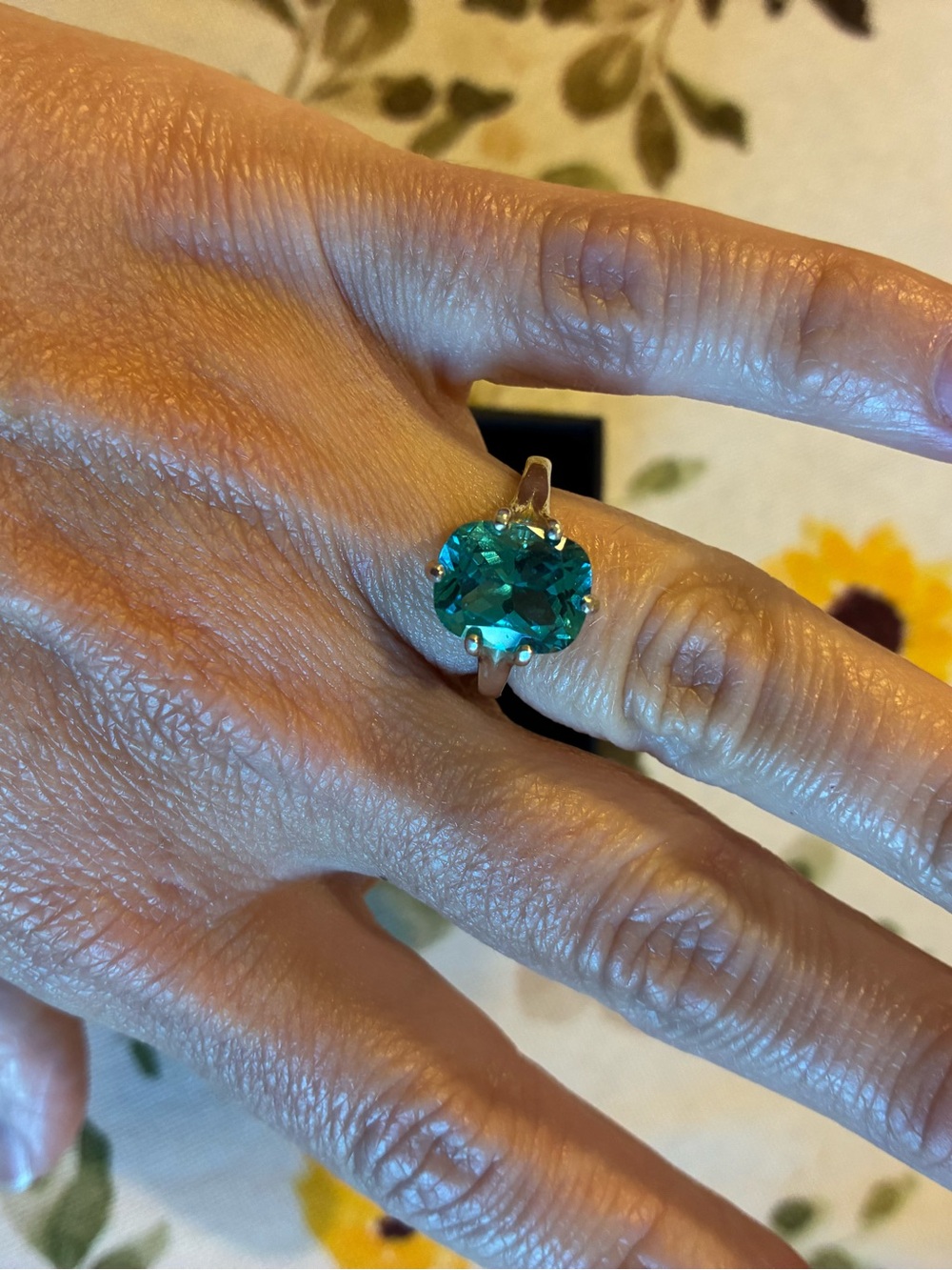 Elegant Teal Solitaire Ring - Women Jewelry